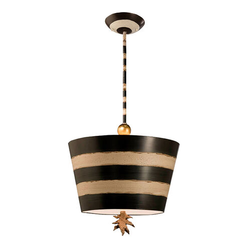 South Beach 1 Light 15 inch Hand-Painted Black And Cream Pendant Ceiling Light, Flambeau