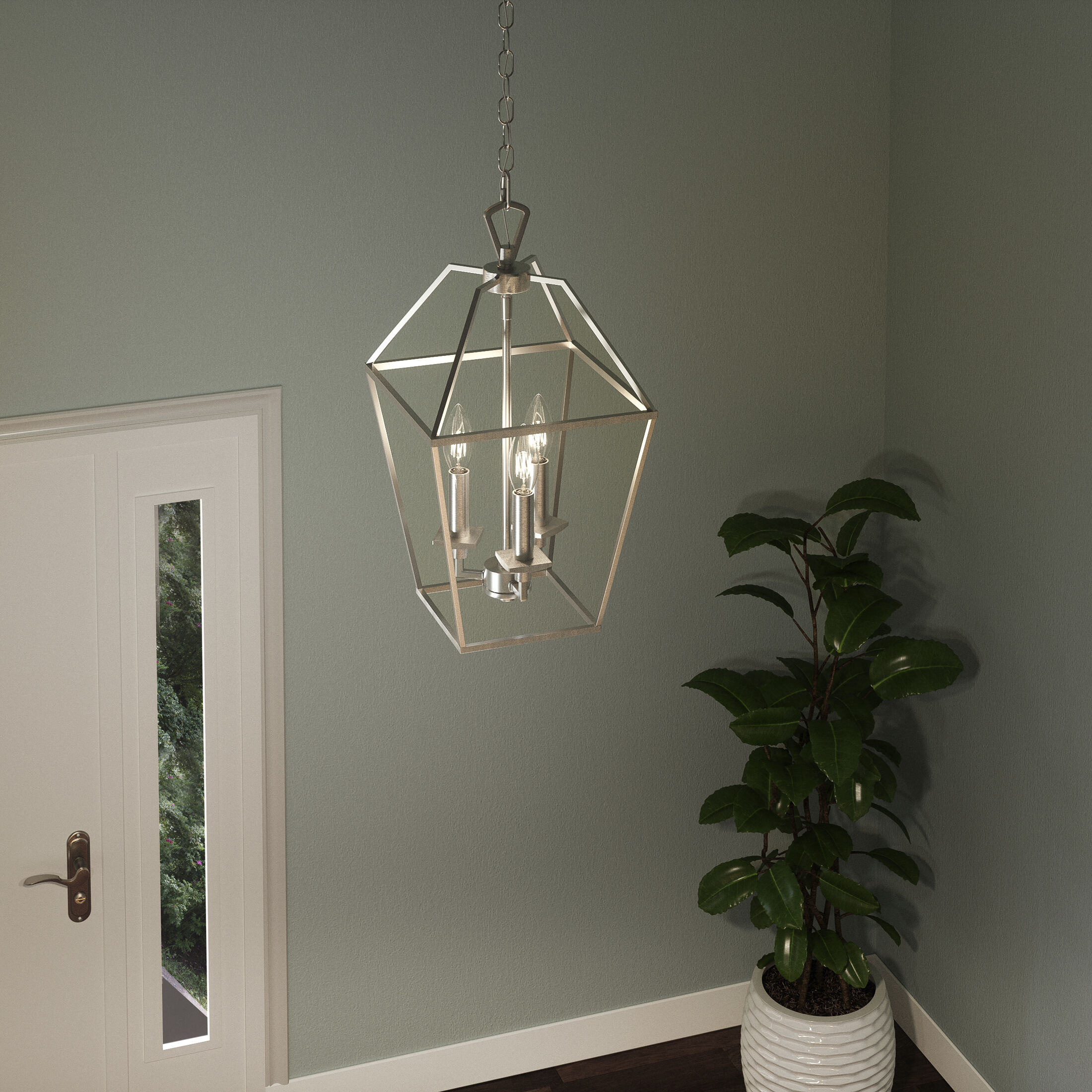 Aviary 3 Light 9.5 inch Brushed Nickel Foyer Chandelier Ceiling Light