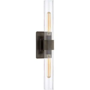 Visual Comfort Signature Collection Ian K. Fowler Presidio 2 Light 4.75 inch Bronze Double Bath Sconce Wall Light in Clear Glass, Petite S2164BZ-CG - Open Box
