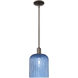Arcadia Bridal Veil 1 Light 8 inch Oil Rubbed Bronze Mini Pendant Ceiling Light in Blue