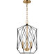 Zarra 3 Light 12 inch Satin Brass Pendant Ceiling Light