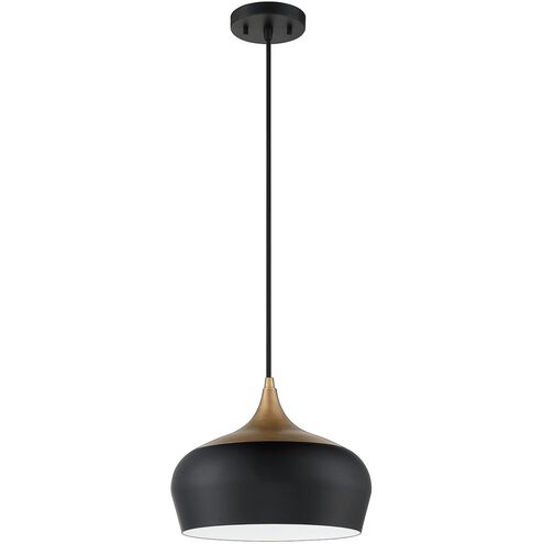Orian 1 Light 12 inch Black and Brass Pendant Ceiling Light