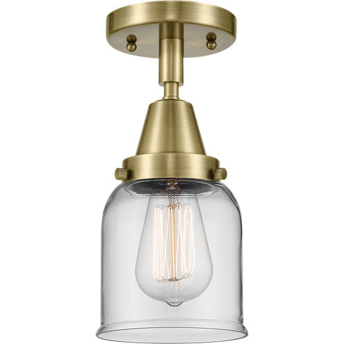 Franklin Restoration Small Bell LED 5 inch Antique Brass Flush Mount Ceiling Light in Clear Glass
