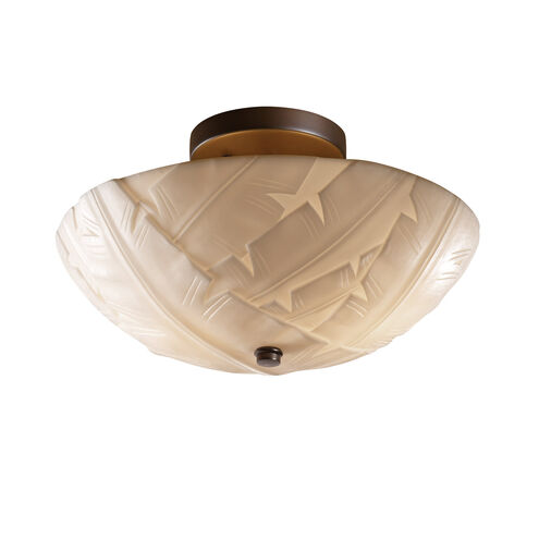Porcelina LED 14 inch Antique Brass Semi-Flush Ceiling Light in Waves, 2000 Lm LED