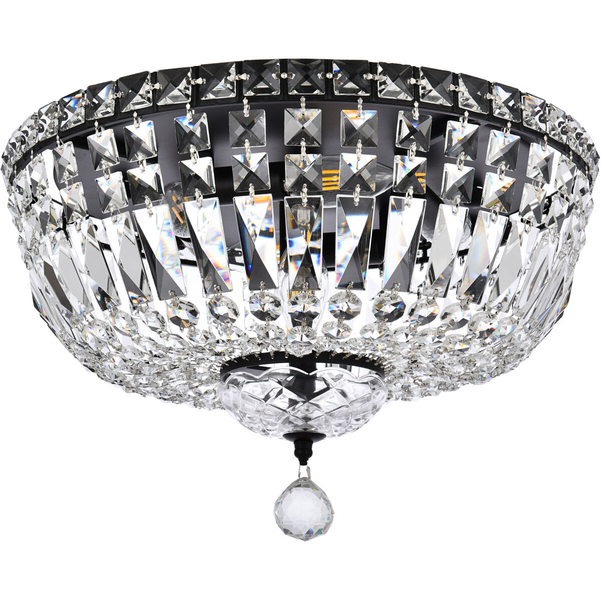 Tranquil 6 Light 16 inch Black and Clear Flush Mount Ceiling Light