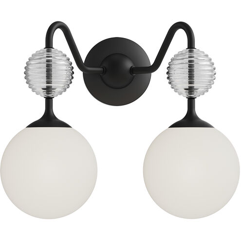 Alora Mood Celia 2 Light 15 inch Matte Black Bath Vanity Light Wall Light