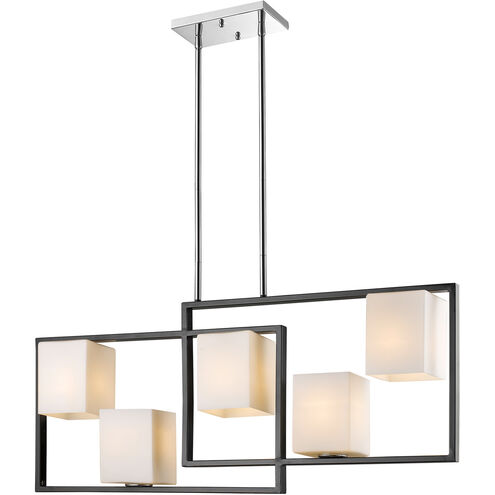 Regis Falls 5 Light 36.25 inch Black and Chrome Linear Pendant Ceiling Light