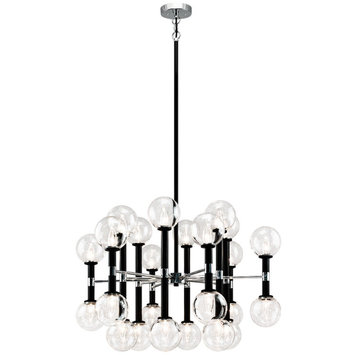 Stellar 24 Light 30 inch Black Chandelier Ceiling Light in Black and Clear