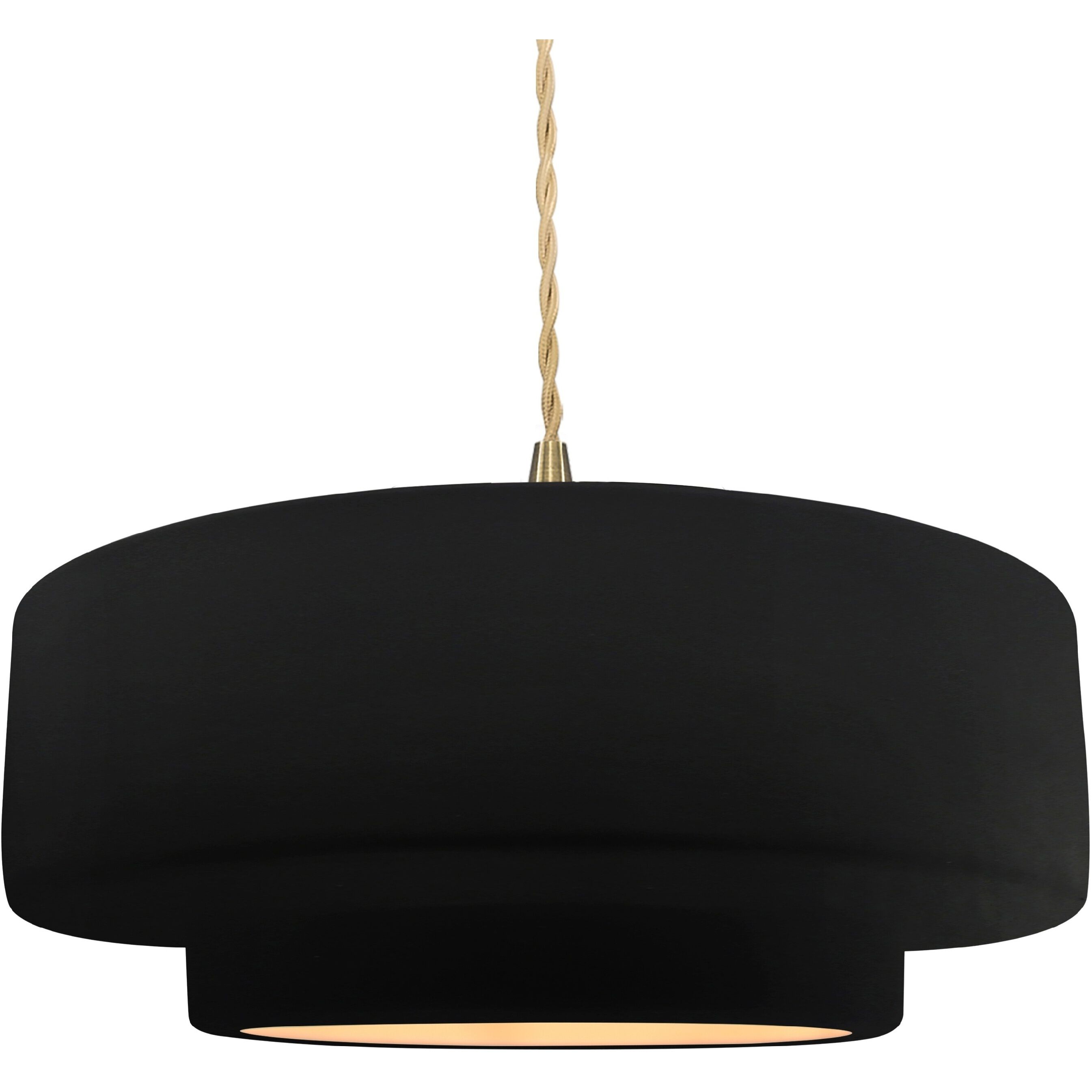 Radiance Collection - Tier Pendant Ceiling Light in Brushed Brass, Replaceable Bulb, Beige Twist Cord, Carbon Matte Black/Champagne Gold, 16.25W x 6H, Form+Finish+Function
