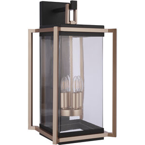 Metalwork 4 Light 27 inch Midnight/Satin Brass Outdoor Wall Lantern, Extra Large