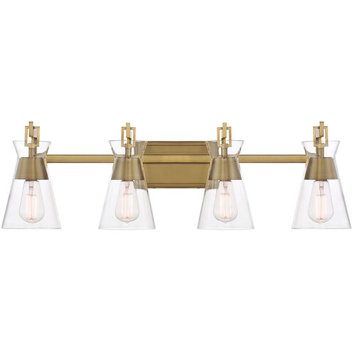 Lakewood 4 Light 32 inch Warm Brass Bathroom Vanity Light Wall Light, Essentials