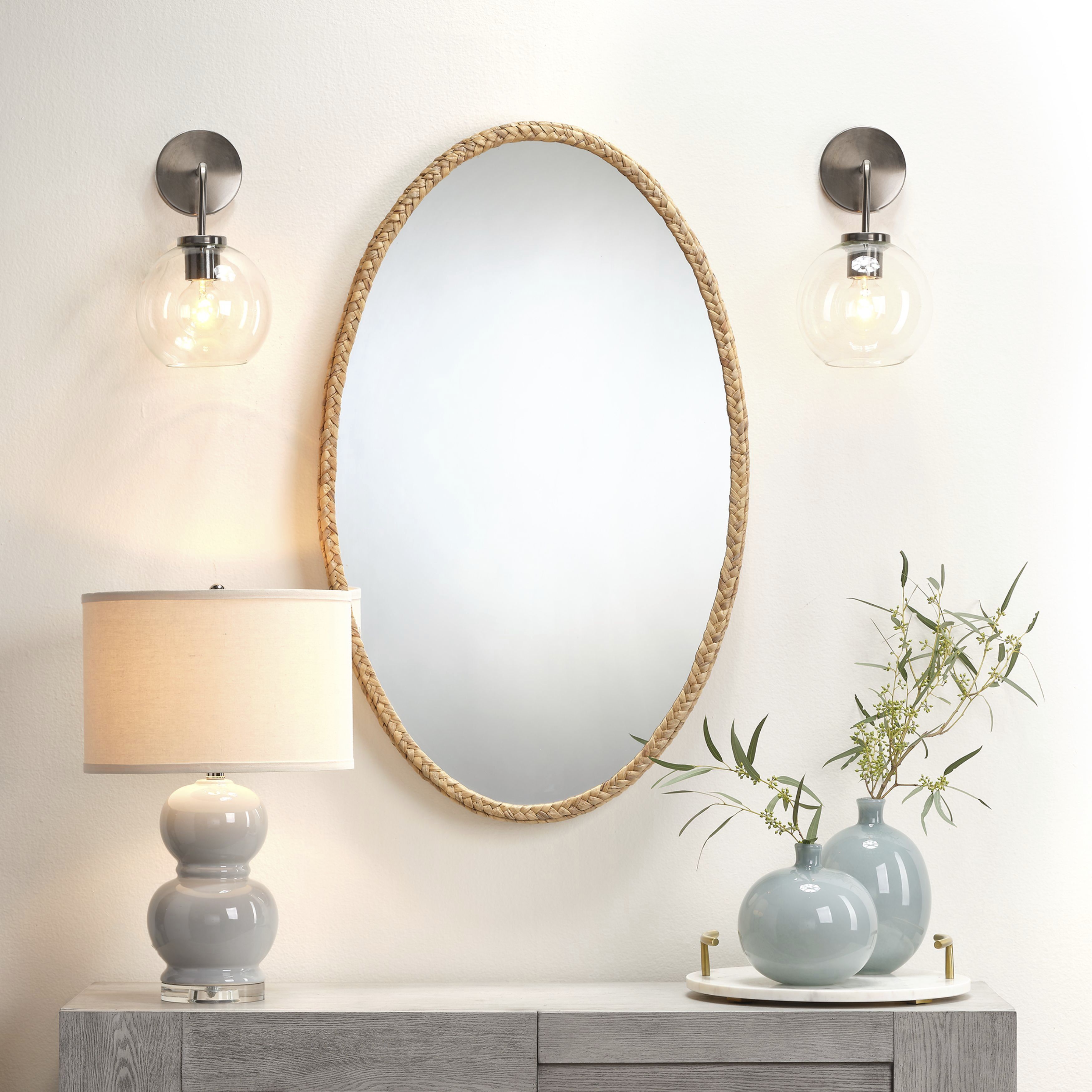 Sparrow Braided Oval 41 X 25 inch Natural Mirror