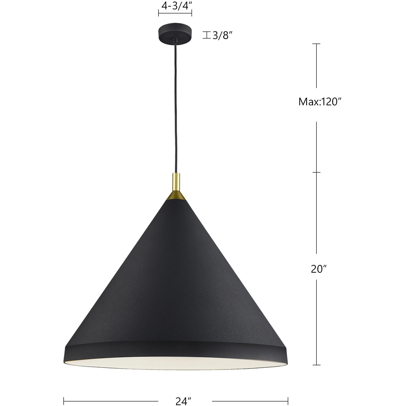 Dorothy Pendant Ceiling Light in Brushed Nickel with Black Detail