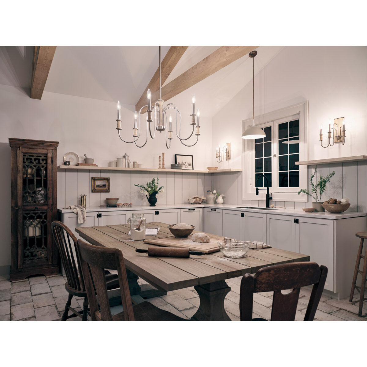 Homestead Karthe 6 Light 29 inch Brushed Nickel Chandelier Ceiling Light, Karthe