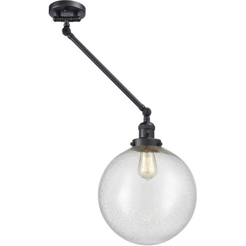 XX-Large Beacon 20 inch 100 watt Matte Black Swing Arm Wall Light in Seedy Glass, Franklin Restoration