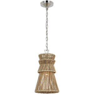 Visual Comfort Signature Collection Chapman & Myers Antigua LED 10.5 inch Polished Nickel and Natural Abaca Pendant Ceiling Light CHC5020PN/NAB - Open Box