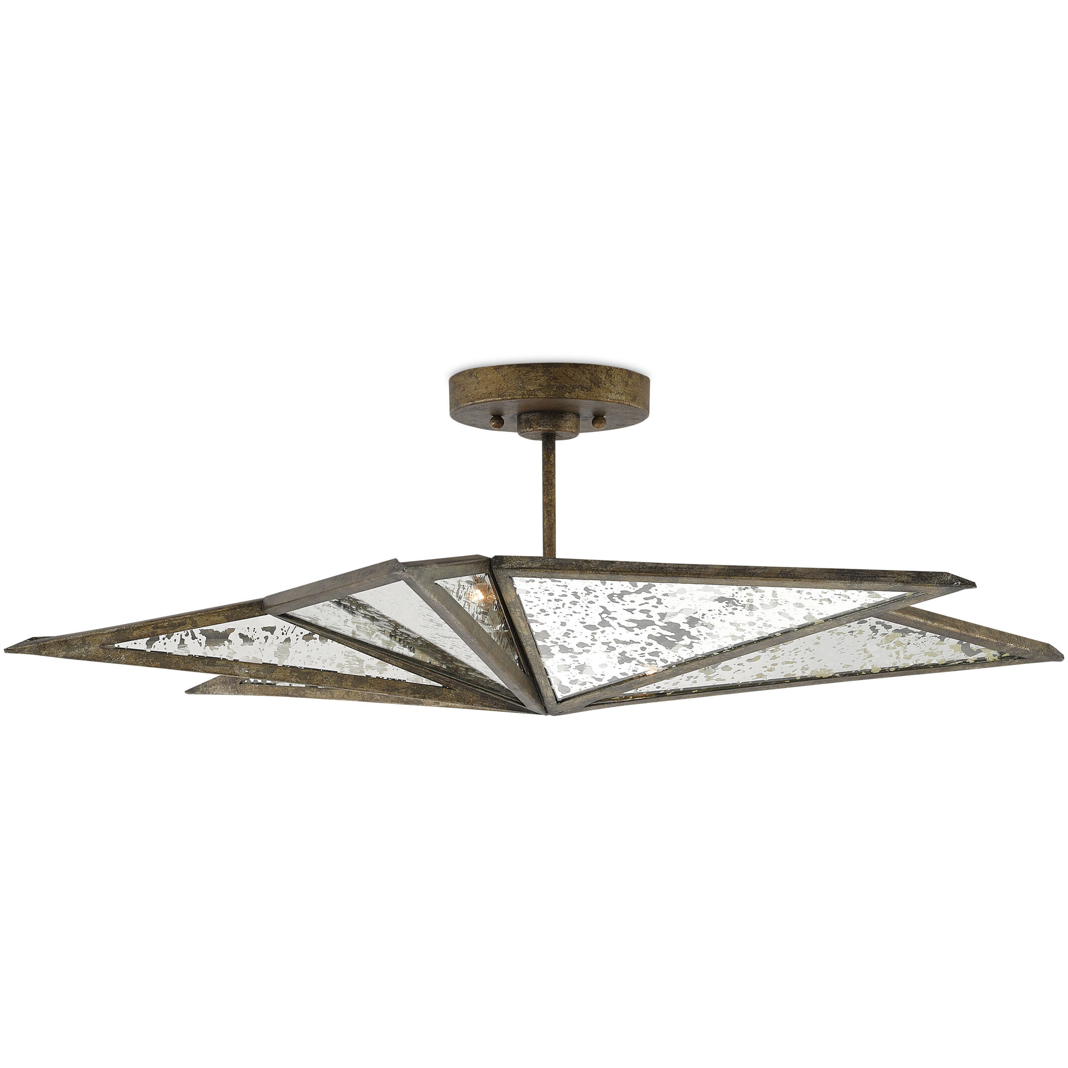 Stargazer 3 Light 30 inch Pyrite Bronze/Raj Mirror Semi-Flush Mount Ceiling Light