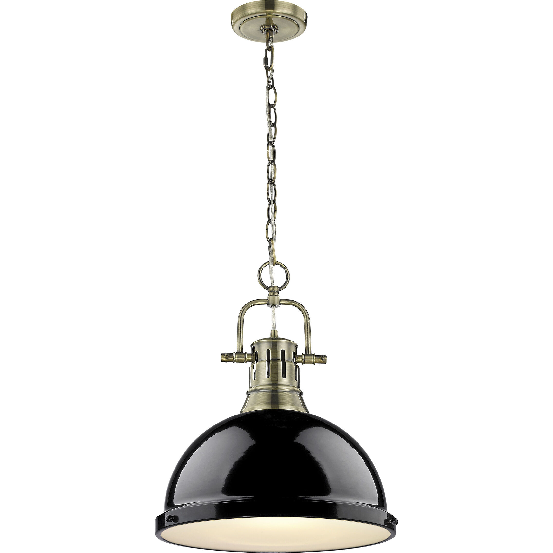 Yep Duncan 1 Light 14 inch Aged Brass Pendant Ceiling Light in Black