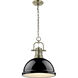 Yep Duncan 1 Light 14 inch Aged Brass Pendant Ceiling Light in Black
