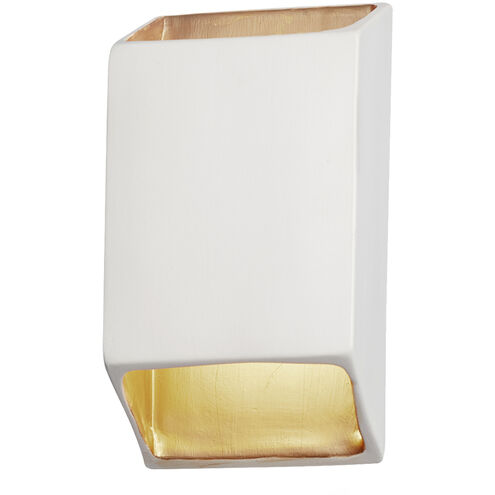 Ambiance LED 5 inch Matte White with Champagne Gold ADA Wall Sconce Wall Light, Open Top and Bottom Fixture, Tapered Rectangle