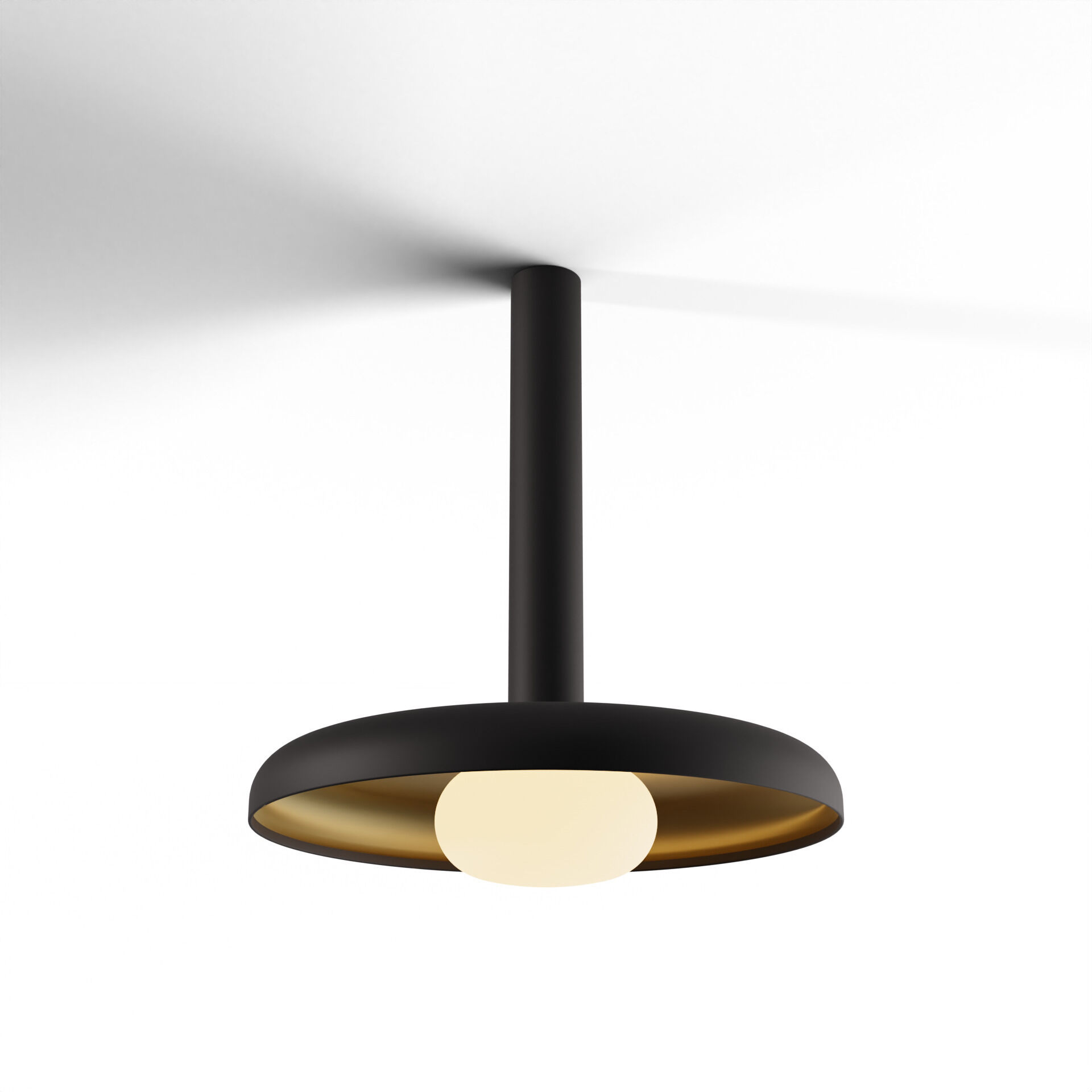 Combi LED 12 inch Matte Black Pendant Ceiling Light in Matte Black + Brass, Suspension / Flush Mount 2-in-1