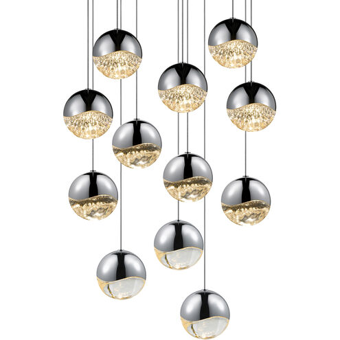 Grapes LED 17 inch Polished Chrome Cluster Pendant Ceiling Light in Clear Glass Lens