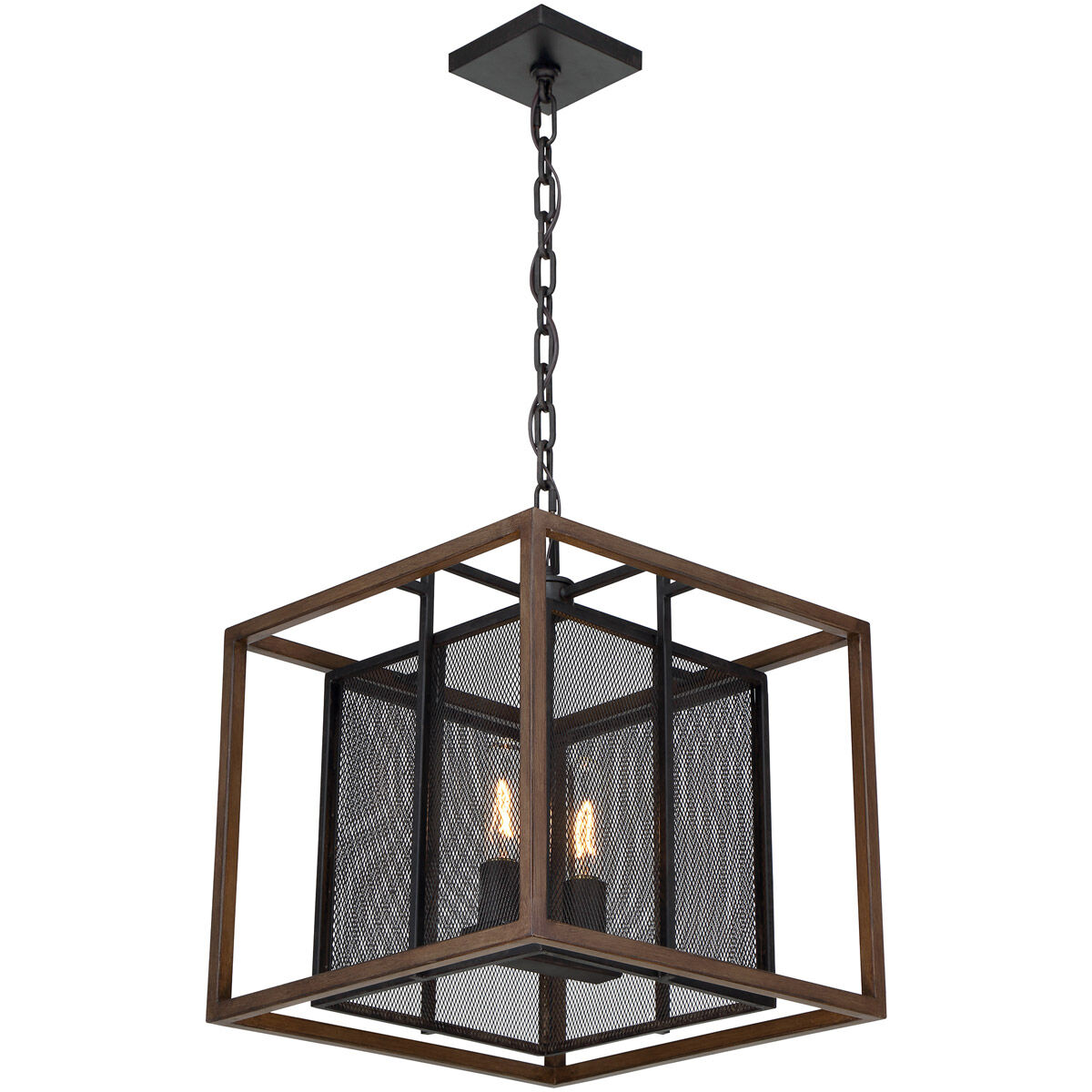 Rio Lobo 2 Light 16 inch Dark Oak with Black Pendant Ceiling Light