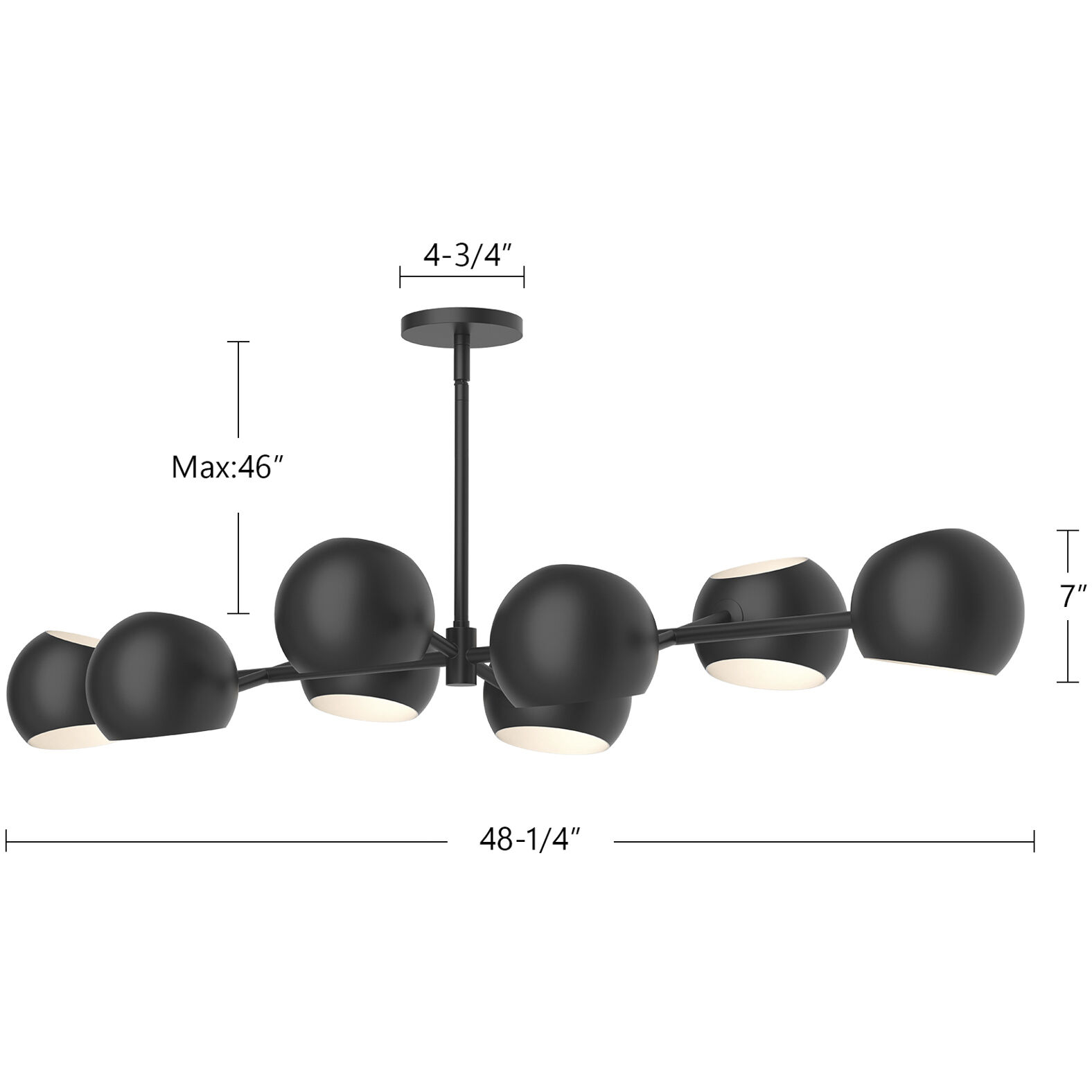 Alora Mood Willow 8 Light 48.25 inch Matte Black Linear Pendant Ceiling Light