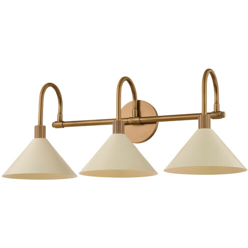 Jovani 3 Light 25.5 inch Patina Brass and Soft Sand Bath and Vanity Wall Light