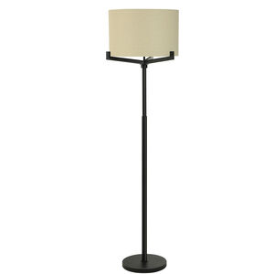 Industrial 63 inch 150.00 watt Brushed Black and Light Beige Floor Lamp Portable Light