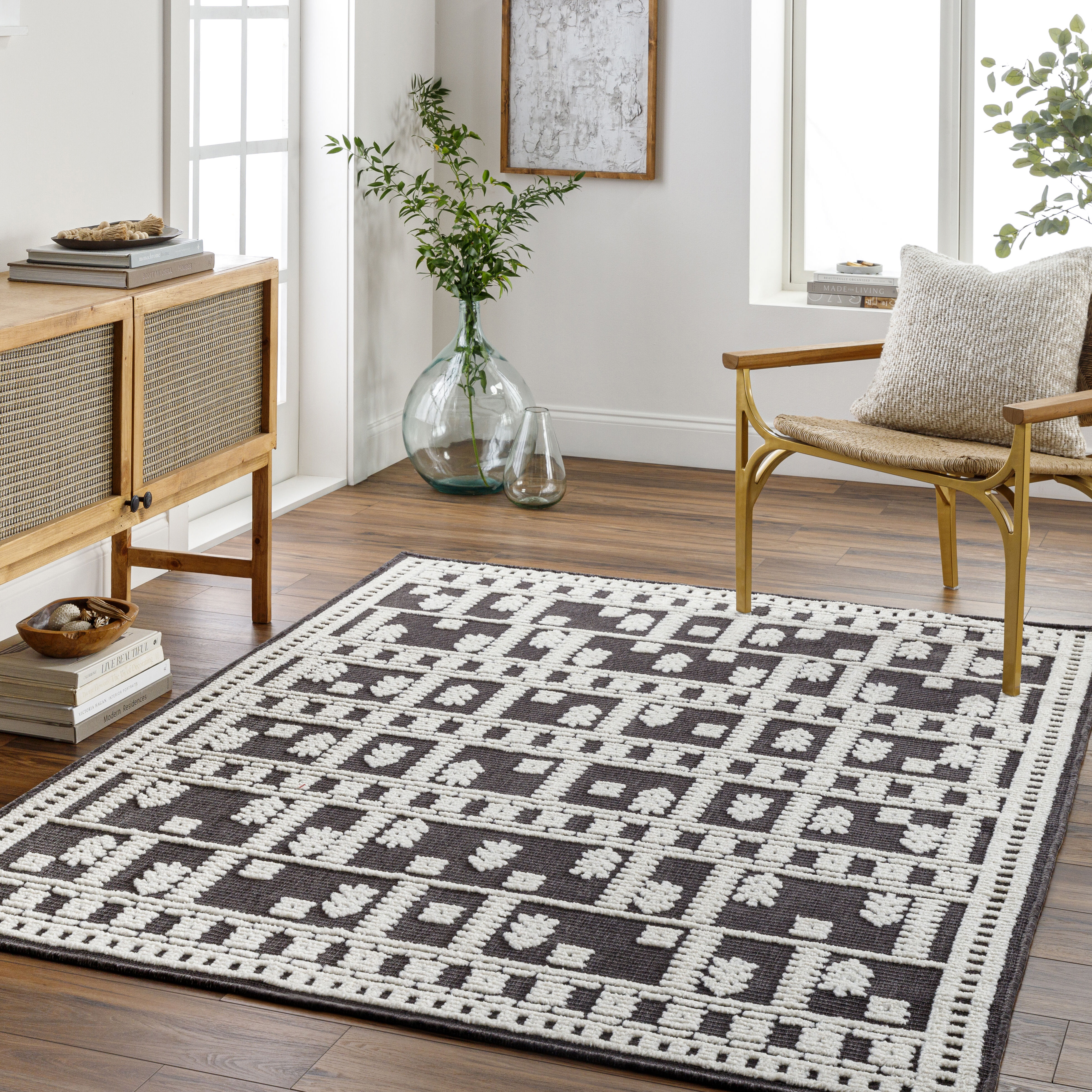 Lyna 60 X 39 inch Dark Grey Rug, Rectangle