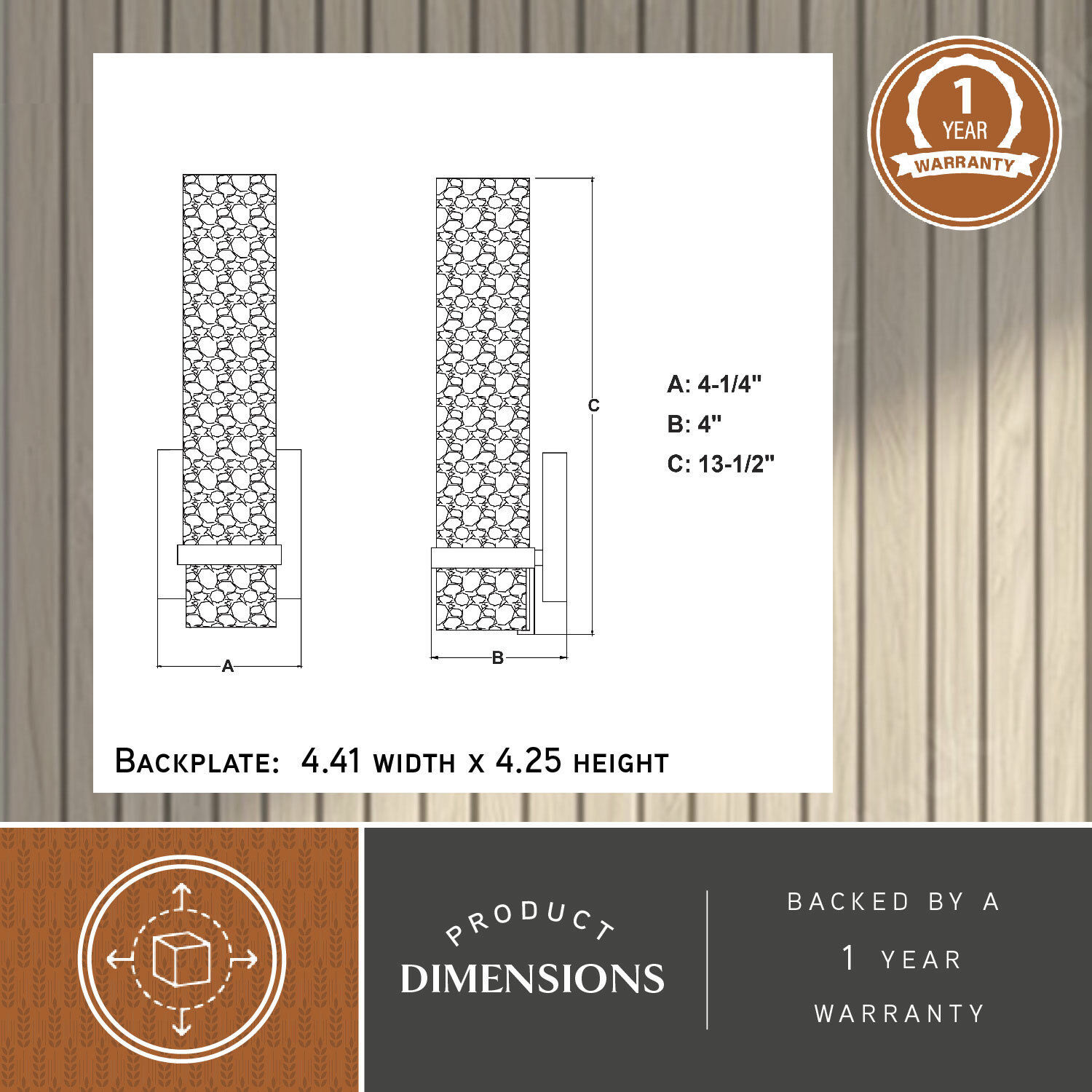 Vilo LED 4.5 inch Golden Brass Bathroom Light Wall Light