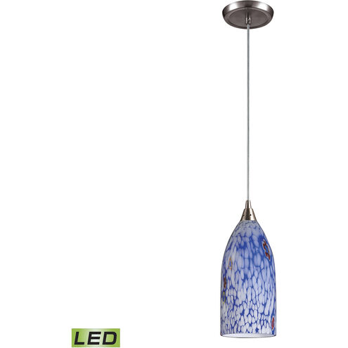 Verona LED 5 inch Satin Nickel Mini Pendant Ceiling Light in Starburst Blue Glass