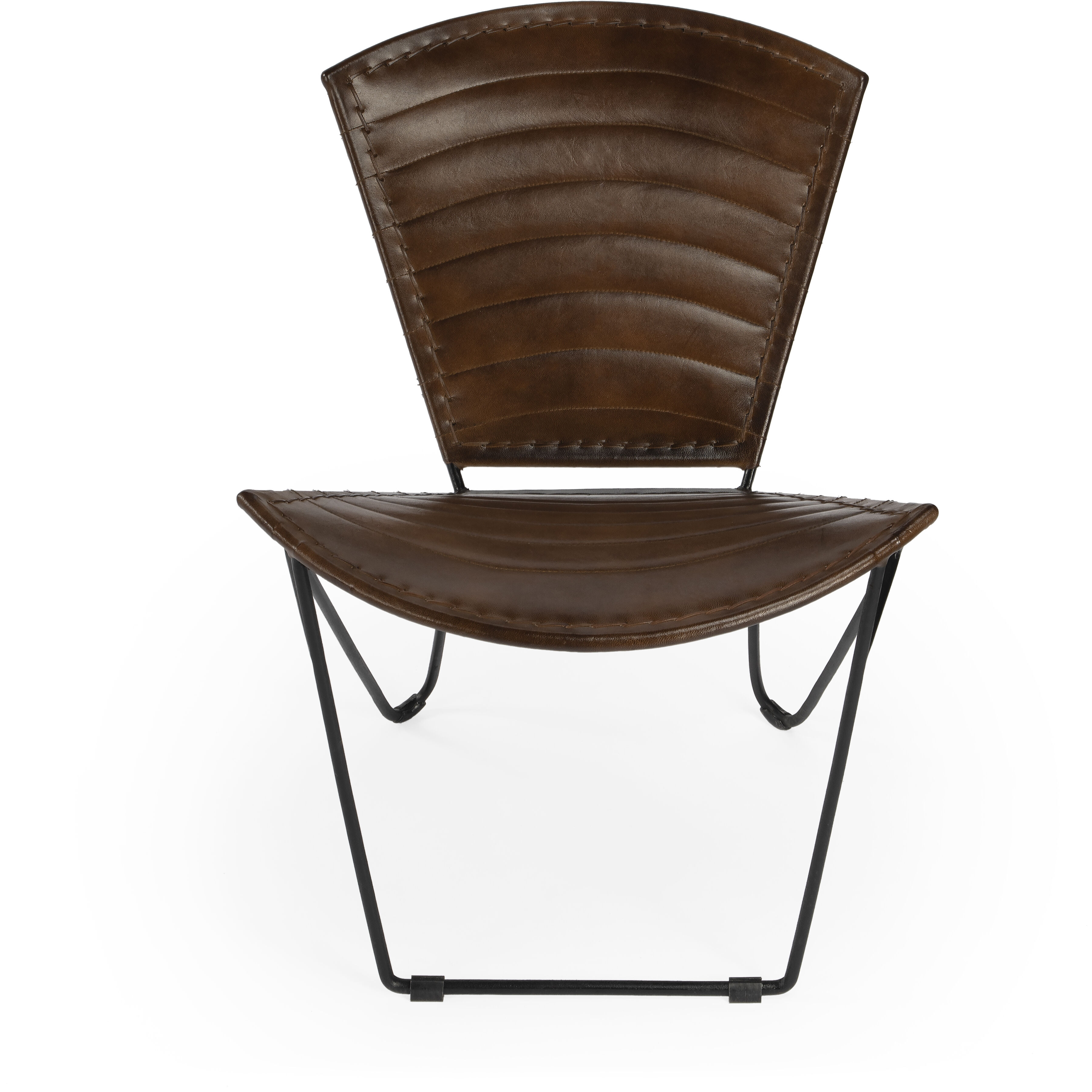Felix Iron & Leather Accent Chair in Medium Brown