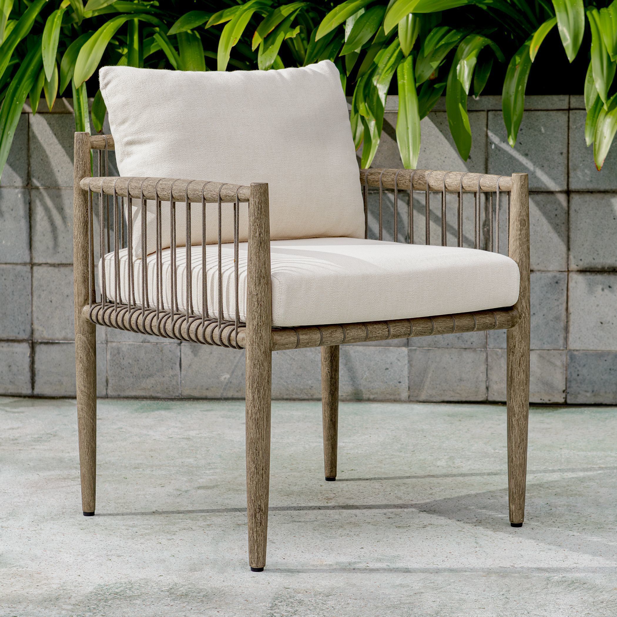 Borneo Weathered Dark Gray and Oyster White Outdoor Dining Chair