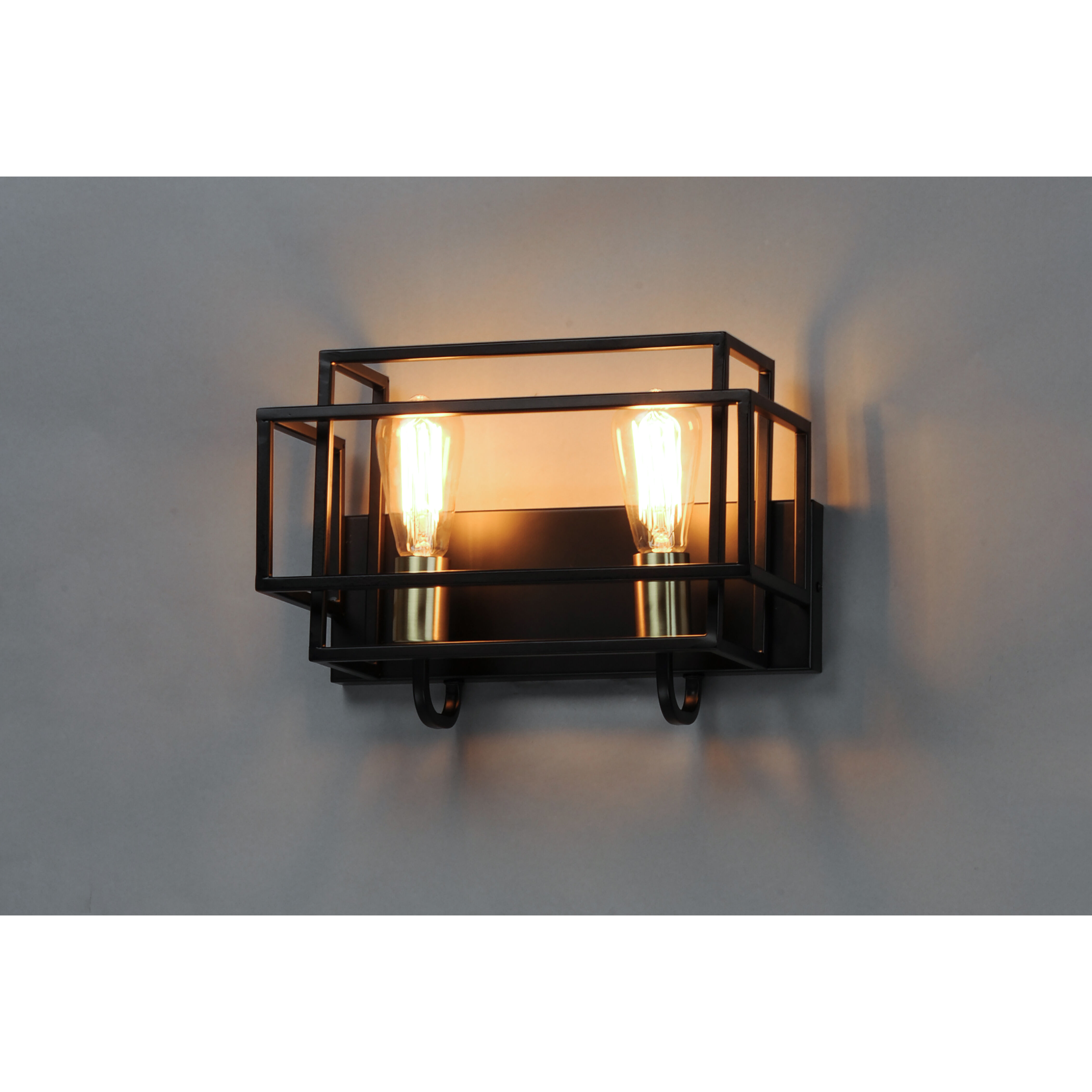 Liner 2 Light 14 inch Black/Satin Brass Bath Vanity Wall Light