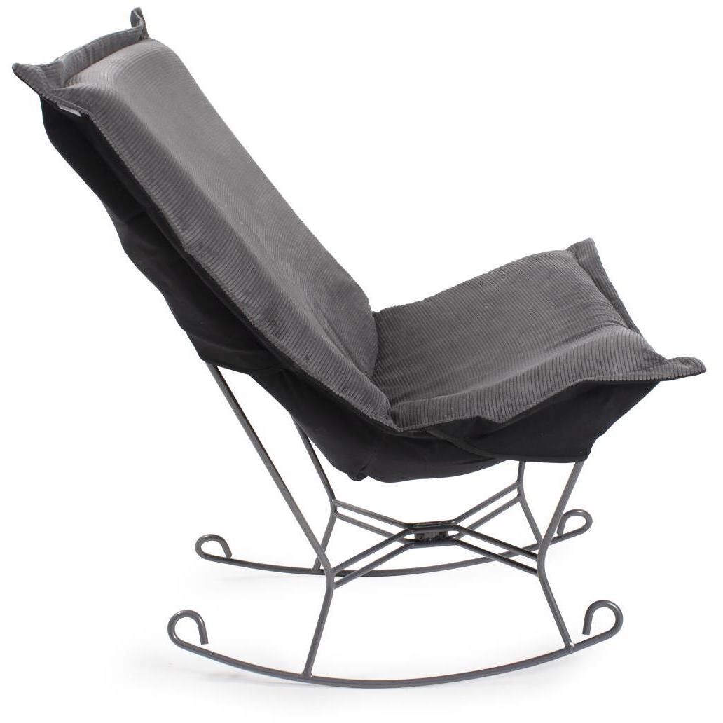 Pana 40 inch Charcoal Puff Rocker Ottoman