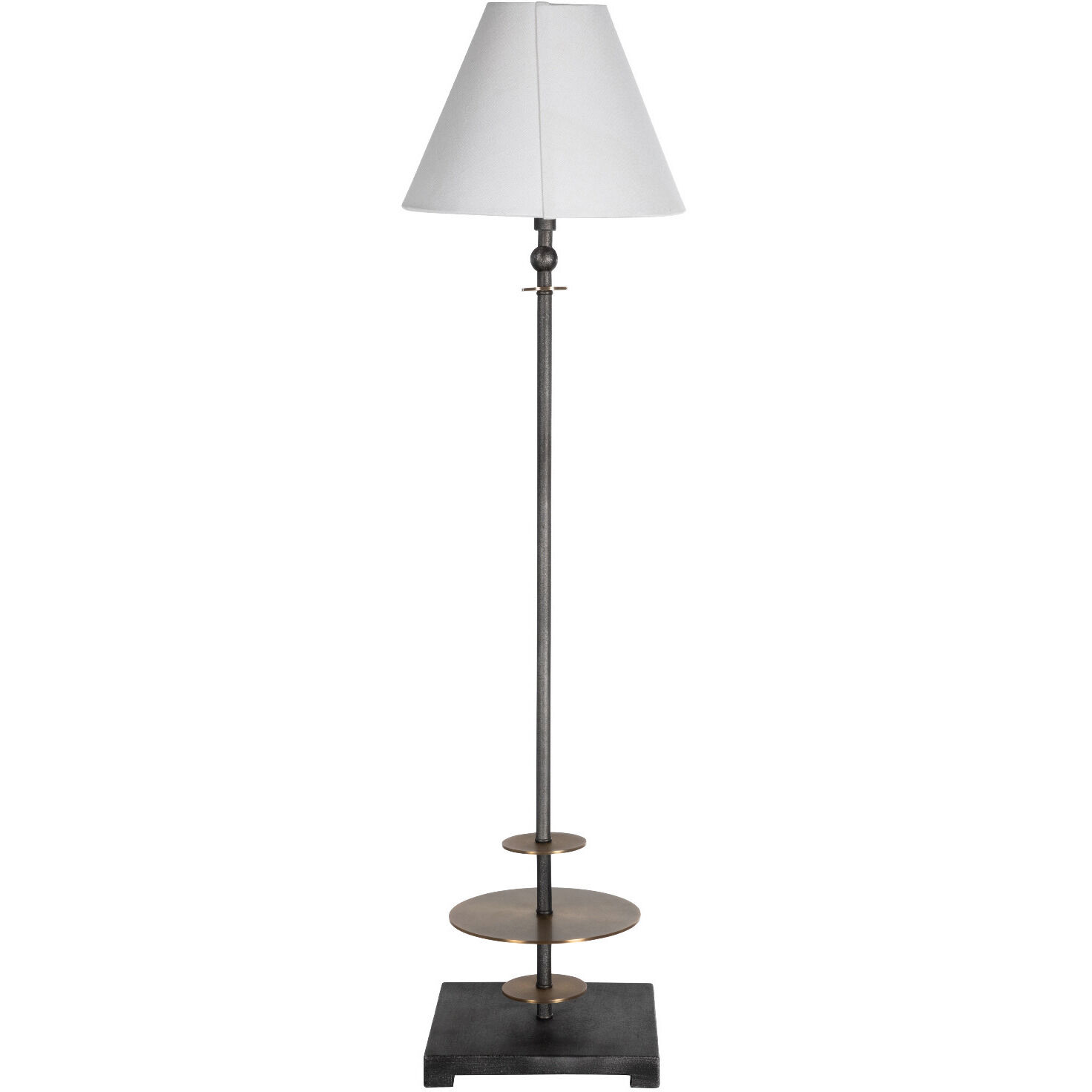 Vivek 36.5 inch Gun Metal / Matte Antique Brass / Feather White Linen Table Lamp Portable Light