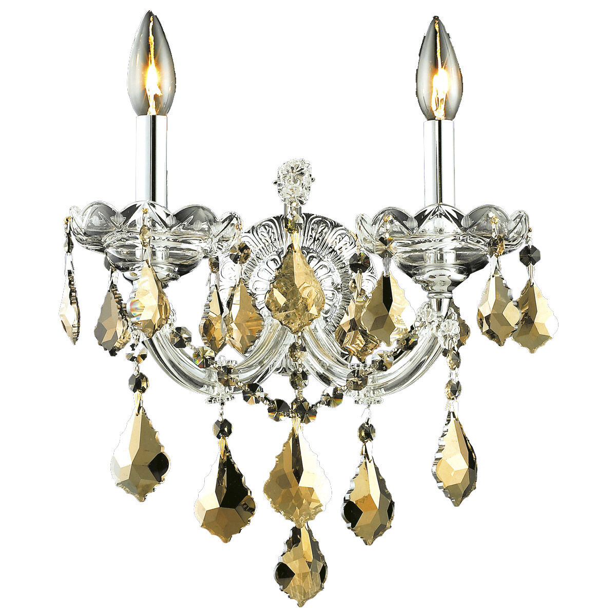 Maria Theresa 2 Light 12 inch Chrome Wall Sconce Wall Light in Golden Teak, Royal Cut