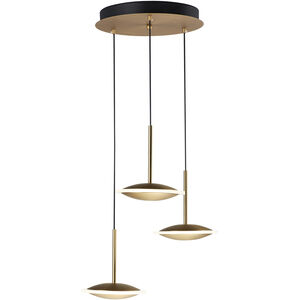 Saucer LED 17 inch Black and Gold Multi-Light Pendant Ceiling Light