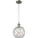 Ballston Farmhouse Rope LED 8 inch Brushed Satin Nickel Mini Pendant Ceiling Light in Clear Glass with White Rope, Ballston