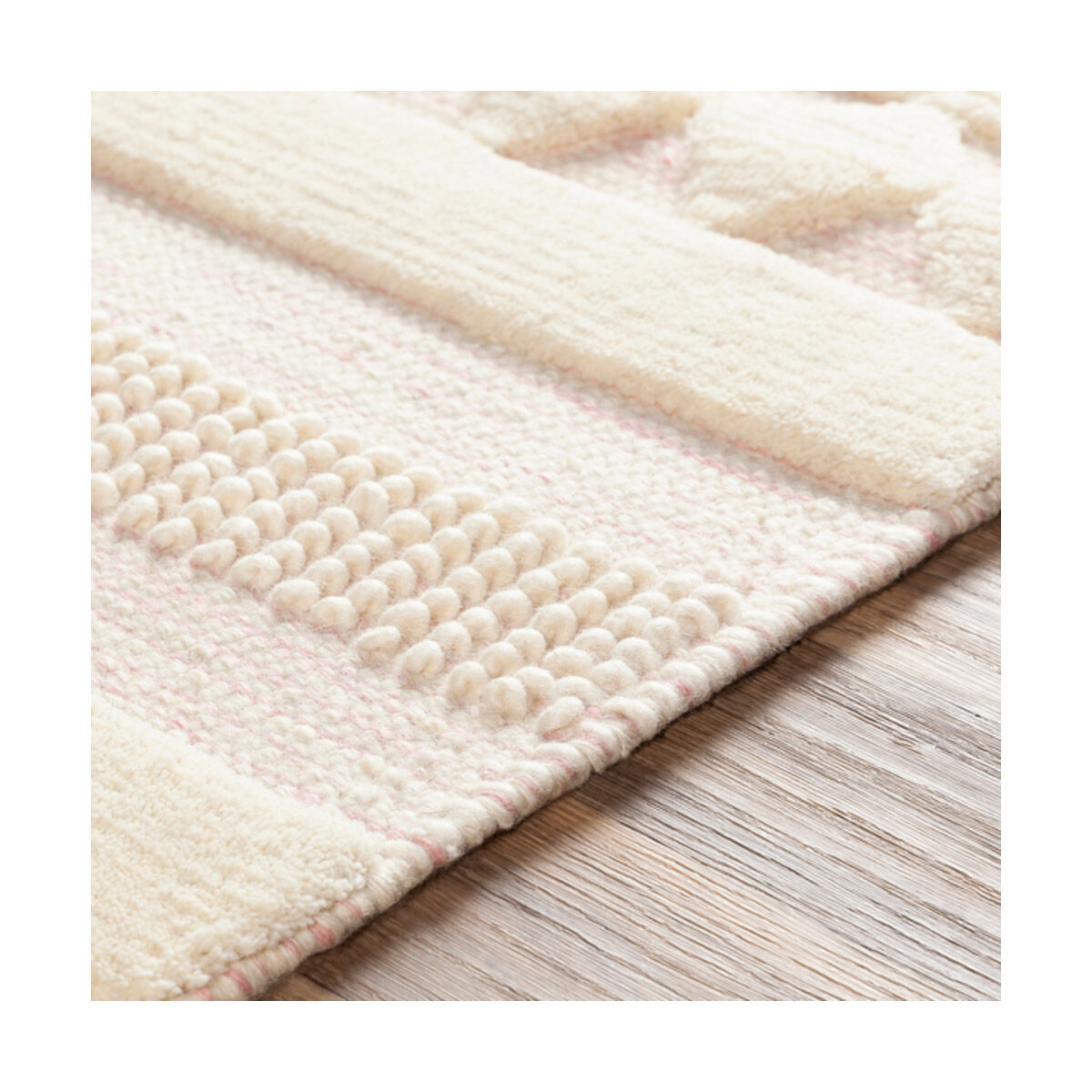 Nairobi 120 X 96 inch Light Pink/Cream/Ivory Handmade Rug in 8 x 10