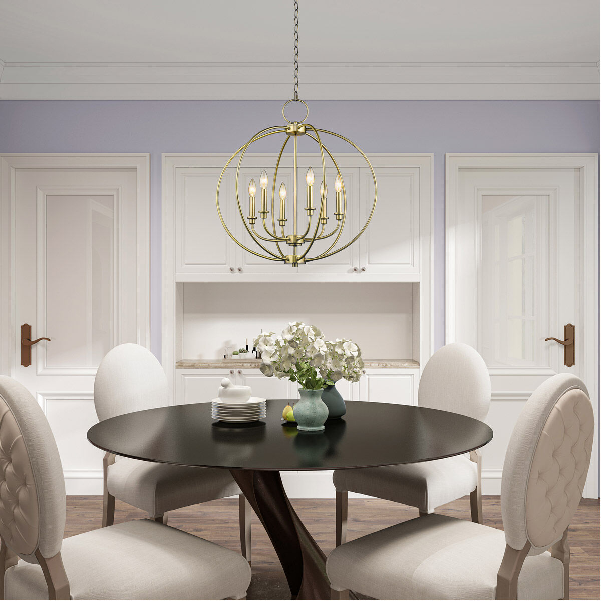 Milania 6 Light 25 inch Antique Brass Chandelier Ceiling Light