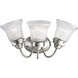 Economy Fluted Glass 3 Light 16.13 inch Brushed Nickel Bath Vanity Wall Light in Clear Prismatic