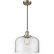 Franklin Restoration Bell 1 Light 12 inch Antique Brass Mini Pendant Ceiling Light in Incandescent, Clear, Franklin Restoration