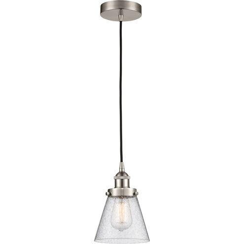 Edison Cone LED 6 inch Brushed Satin Nickel Mini Pendant Ceiling Light