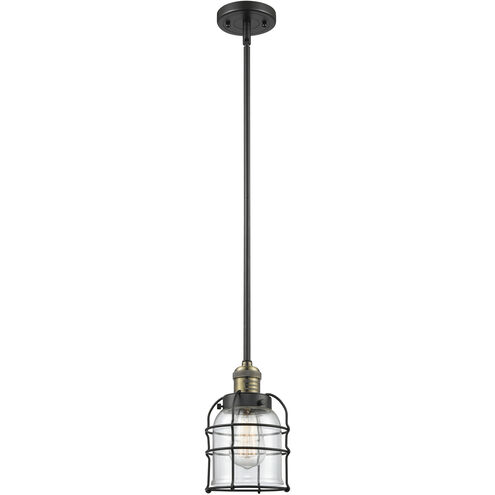 Franklin Restoration Bell Cage 1 Light 6 inch Black Antique Brass Mini Pendant Ceiling Light in Incandescent, Clear, Franklin Restoration