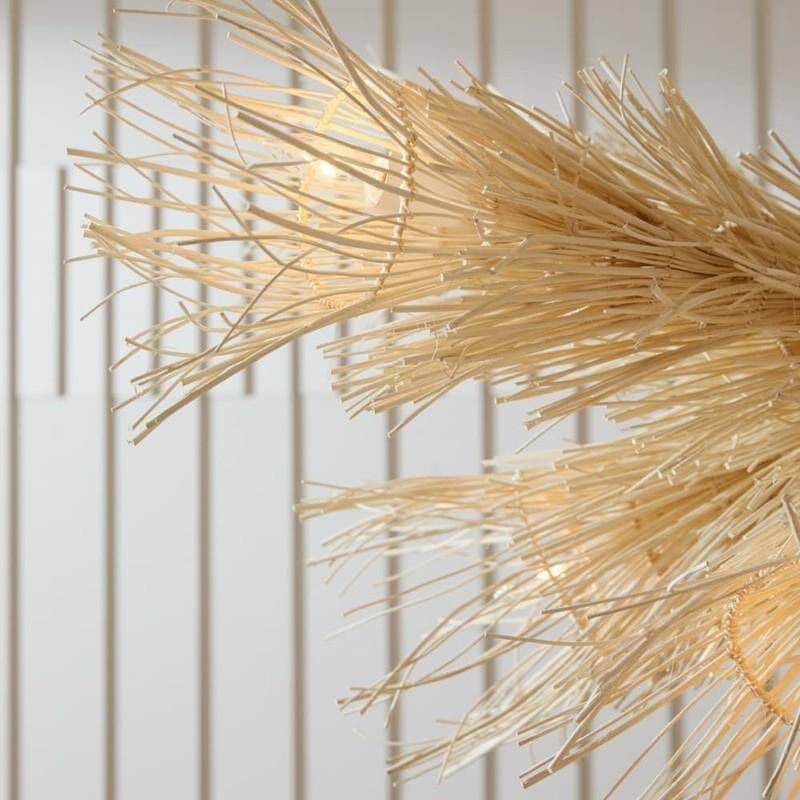 Kauai 12 Light 52 inch Bleached Rattan and White Chandelier Ceiling Light