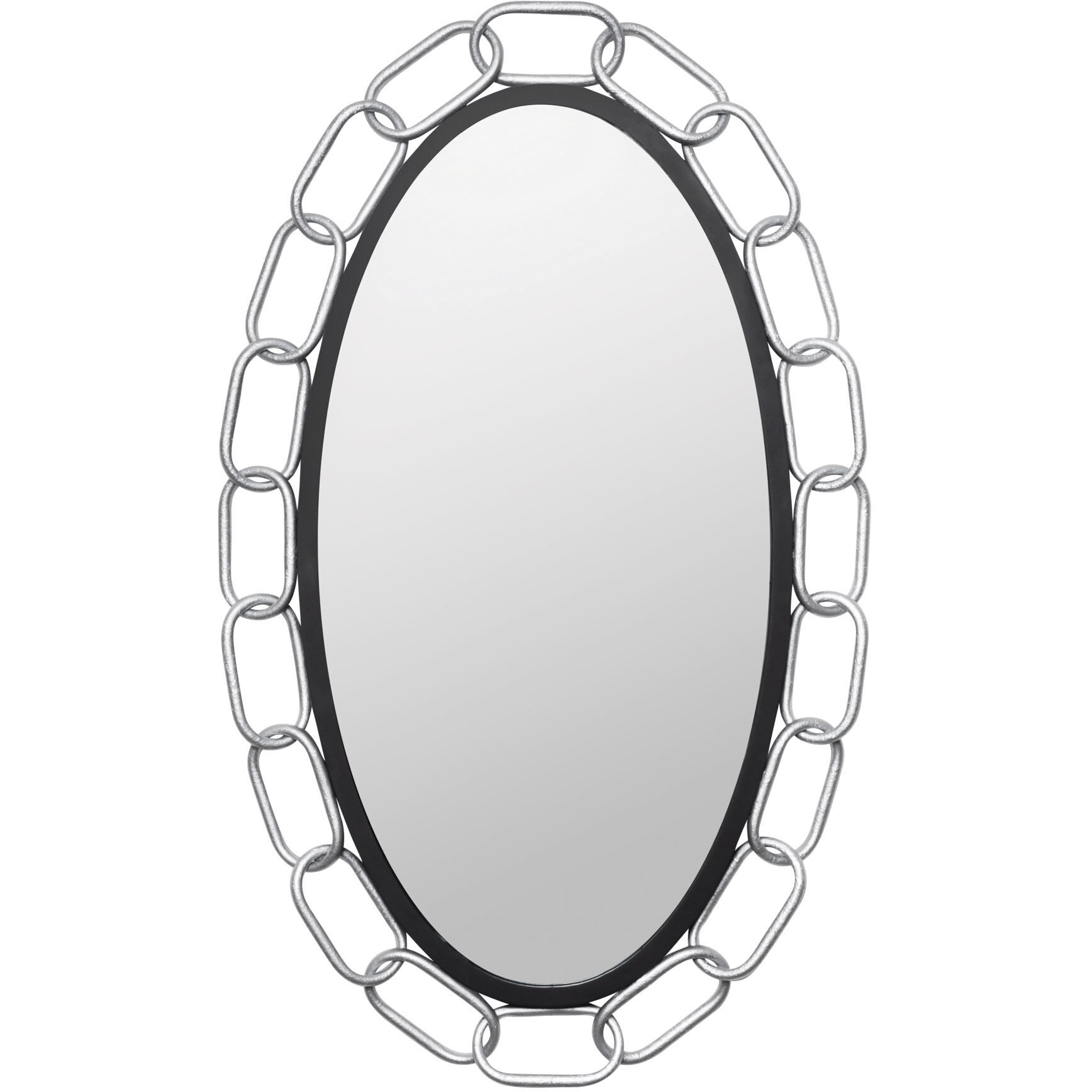 Chains of Love 40 X 24 inch Matte Black and Textured Silver Wall Mirror