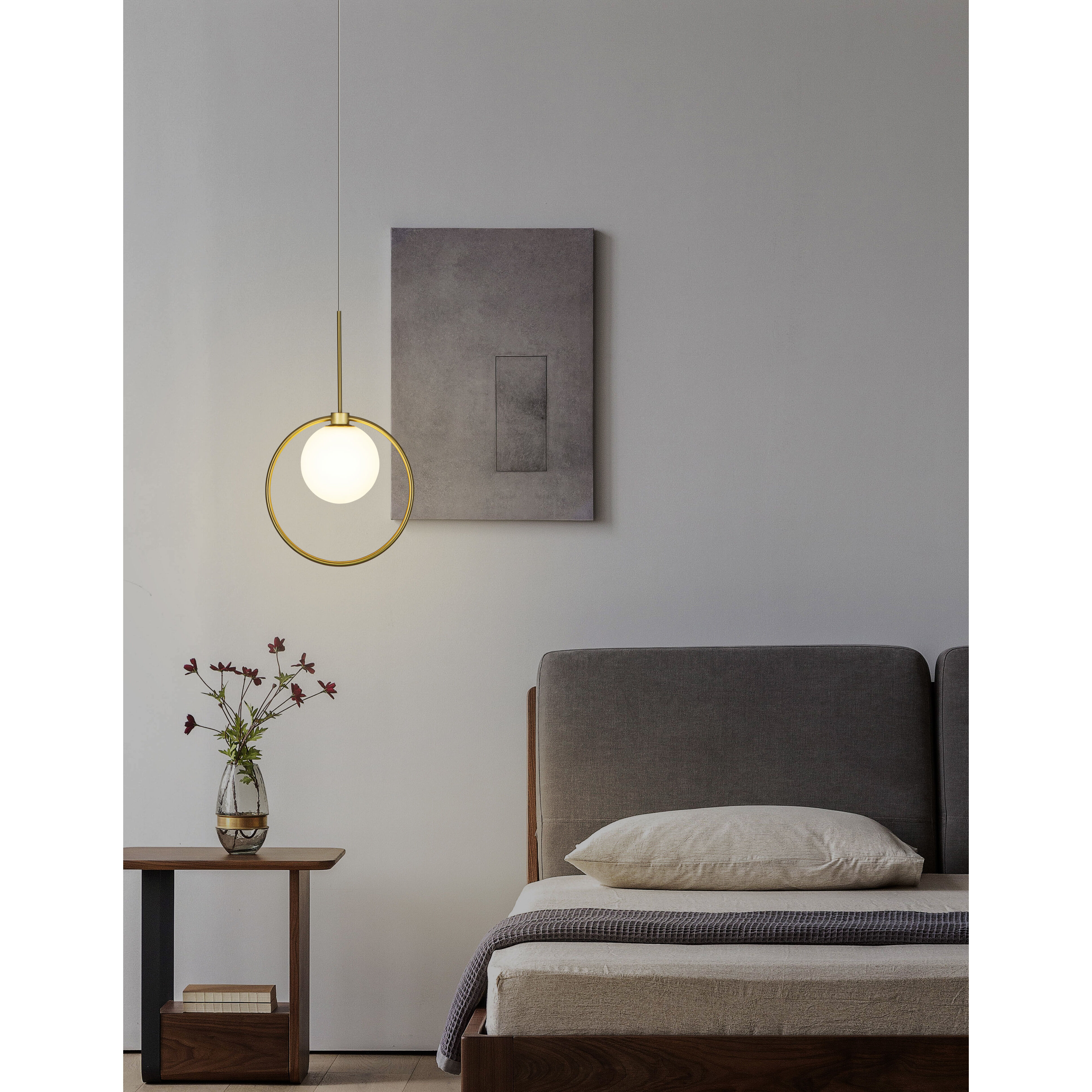 Pearl LED 4.72 inch Antique Brass Pendant Ceiling Light